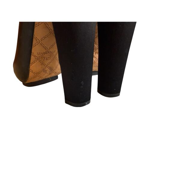 L.A.M.B. Gwen Stefani Leather & Satin Trim Platform Open Toe Booties Black - Picture 6 of 10